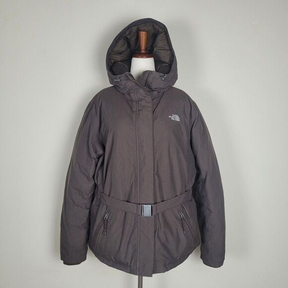 The North Face Coat Womens XL Brown Parka Puffer Hyvent Belted